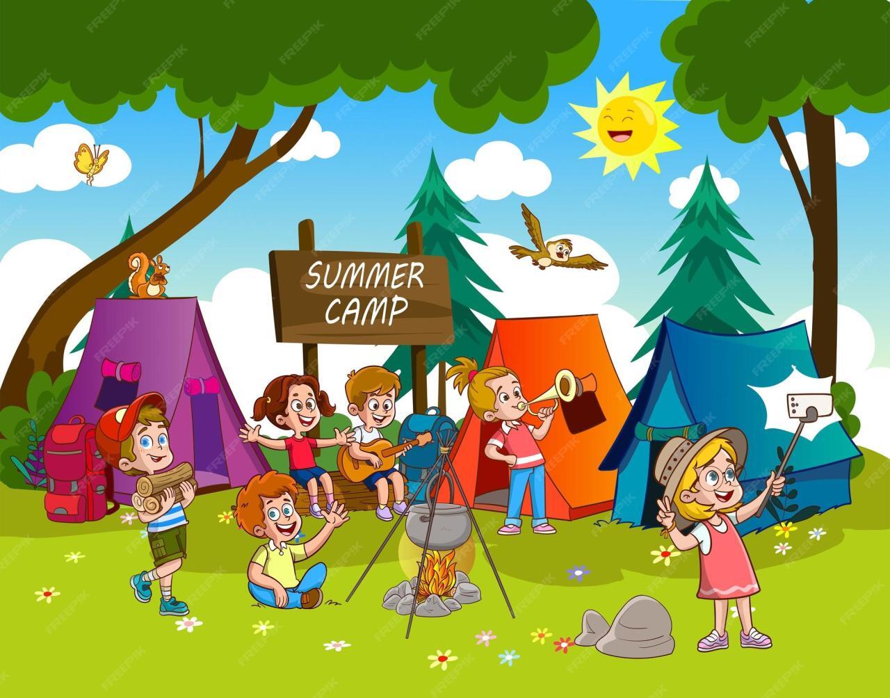 Premium Vector | Happy kids by bonfire in summer camp - kids taking ... Premium Vector | Happy kids by bonfire in summer camp - kids taking ...